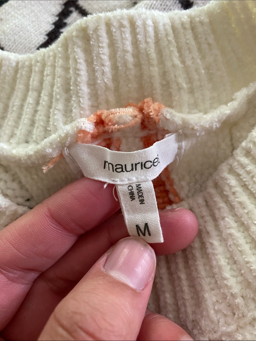 Maurices Cream Crewneck Sweater with Rust, Peach & Teal Stripes - Picture 2 of 8